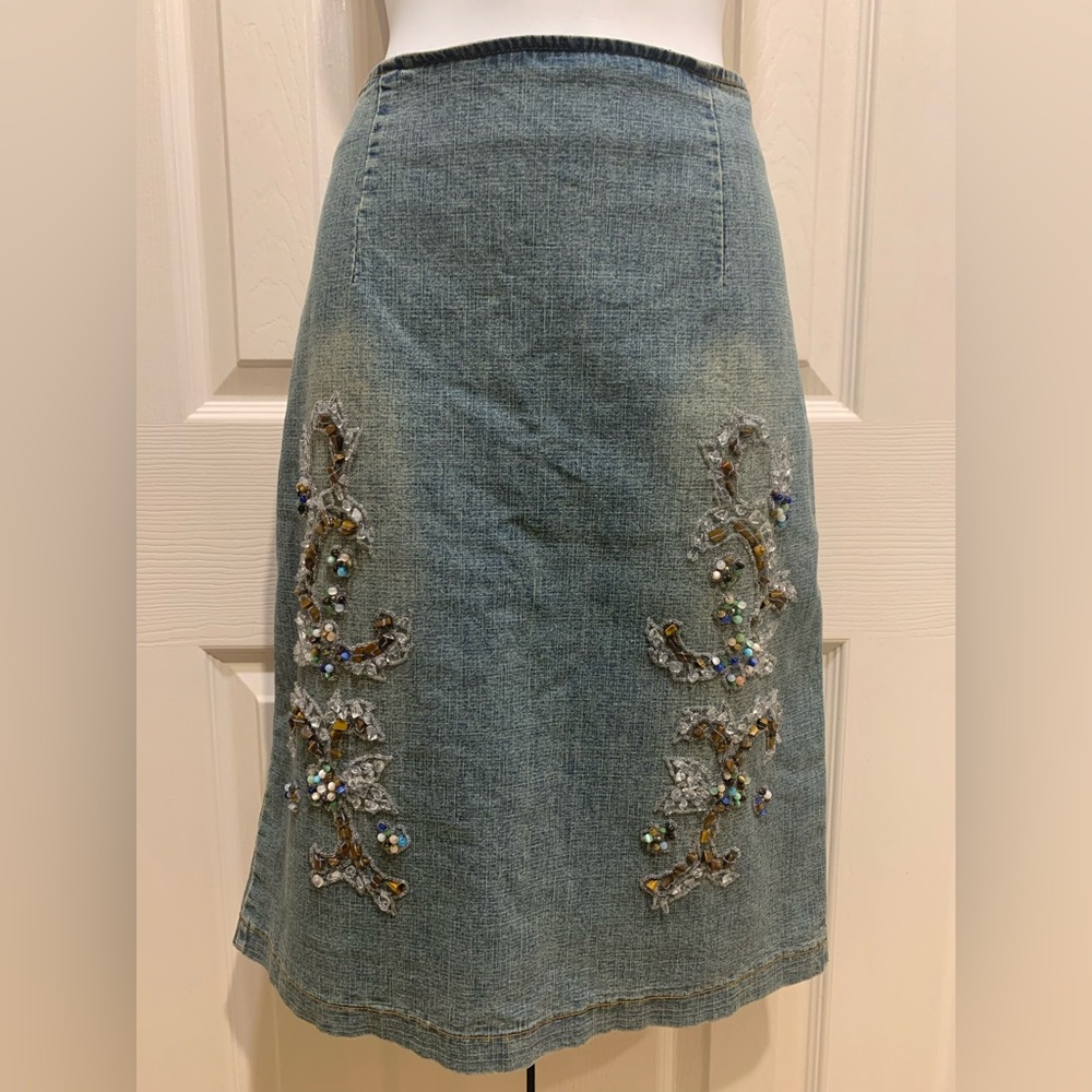 Denim beaded skirt!
